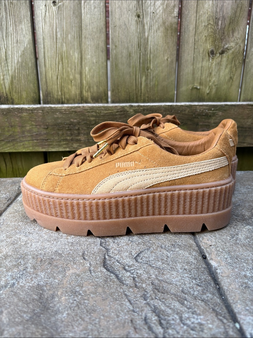 Puma Women's Caramel/Tan Suede Platform Sneakers